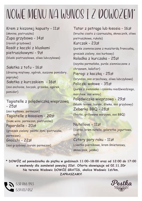 Nasze menu dostępne na wynos i z .